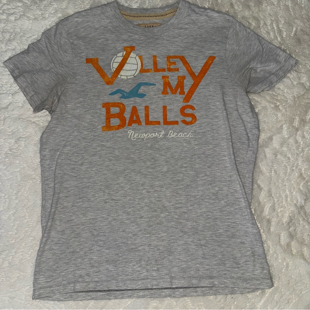 Y2K Hollister Gray T-Shirt with Graphic Design